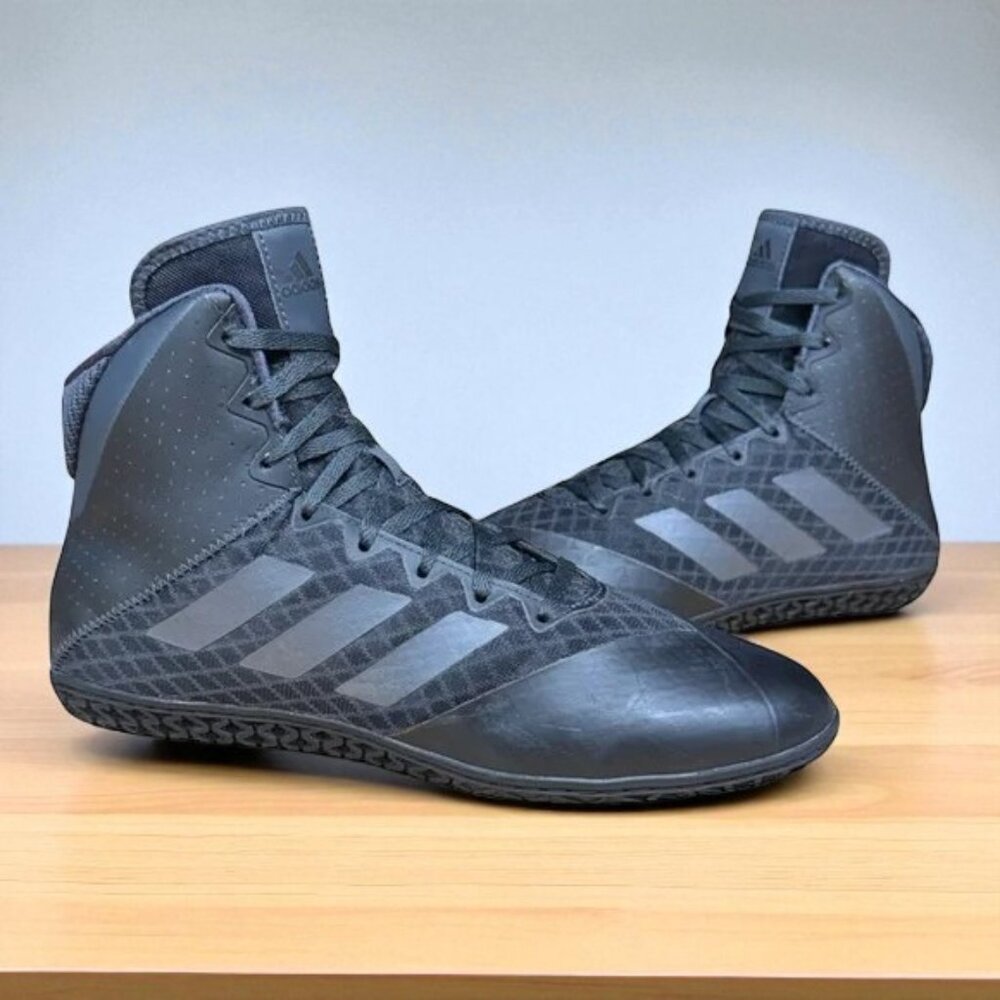 Adidas Mat Wizard 4 Black Carbon AC6971 Men's High Top Wrestling Shoes Size US 9